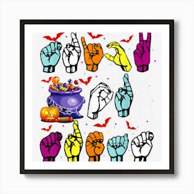 Hand Signs Halloween Spooky Bats Art Print