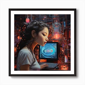 Cyborg Girl Art Print