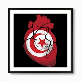Tunisia Heart Flag Art Print