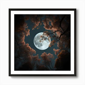 Full Moon In The Forest Art Print