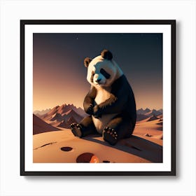 Panda Bear In The Desert Art Print