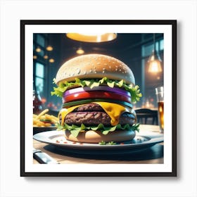 Hamburger On A Plate 108 Art Print