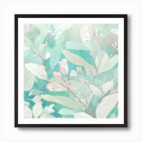 Illustration Of Leaves And Delicate Flowers In S (2) Art Print