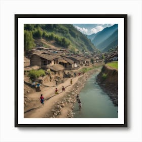 834100 Beautiful Villages On The Banks Of The River, Chal Xl 1024 V1 0 Art Print