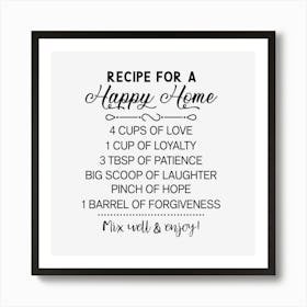 Recipe For A Happy Home Art Print