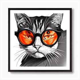 Cat With Glasses 3 Art Print