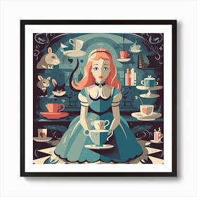 Alice In Wonderland Retro Square Art Print