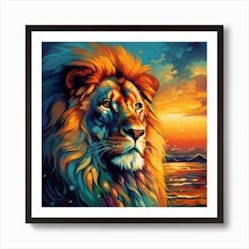 Lion At Sunset 1 Art Print