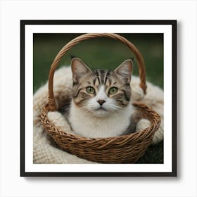 Cat In A Basket 5 Art Print