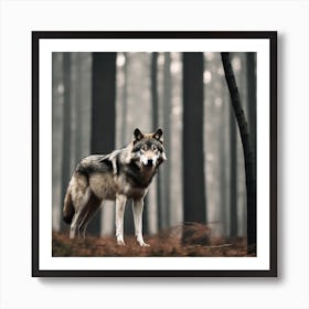 Wolf In The Forest 34 Art Print