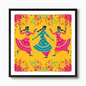 Baisakhi Banner Texture With Punjabi Dance Motif 171 Art Print