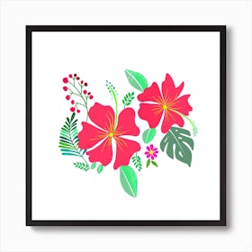 Bright Hibiscus Patterns Art Print