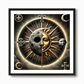 Sun, Moon And Stars Art Print