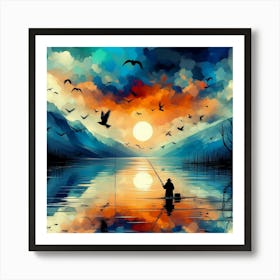 Sunset Fishing 1 Art Print