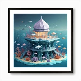 3d Illustration Of An Underwater Island Art Print