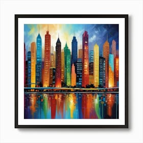 1000014981 Colorful abstract painting cities royalty. Art Print