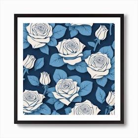 Paper Roses Seamless Pattern 1 Art Print