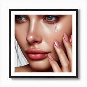 Missing You 1/4  (sad girl female tear gone lost lonely crying weeping  depressed longing desire broken) Art Print