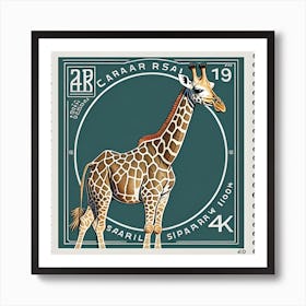 Vintage Giraffe On Stamp Art Print Art Print