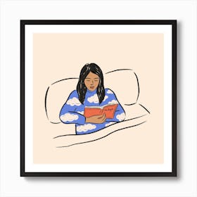 Girl Reading Square Art Print