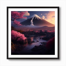 Dreamshaper V5 Sakurajima Volcano Landscape Fantasy Realm Deta 0 Art Print