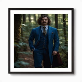 Blue Suit In The Woods Art Print