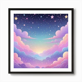 Sky With Twinkling Stars In Pastel Colors Square Composition 93 Art Print