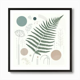 Scandinavian style, Green fern 3 Art Print