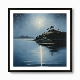 Moonlight Over The Water  Art Print