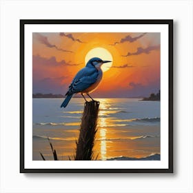 Bird And The Setting Sun Art Print Art Print