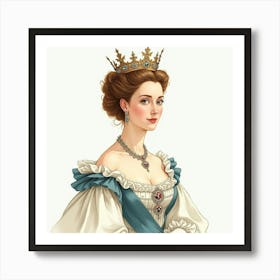 Graceful Watercolor Of Queen Elizabeth I, Capturing Her Elegant Demeanor 1 Art Print