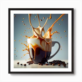 COFFEE TIME - splashes of coffee in a mug photography with milk and coffee as the main subject. Art Print