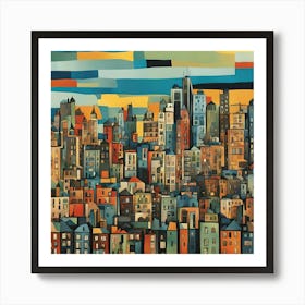 Picasso's Urban Dreamscape: New York skyline Art Print