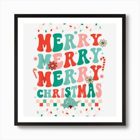 Retro Groovy Merry Christmas Family Matching Xmas Pajama Art Print