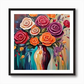 Roses In A Vase 6 Art Print