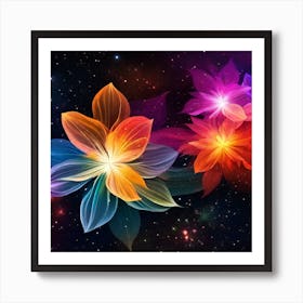 Colorful Flowers In Space 2 Art Print