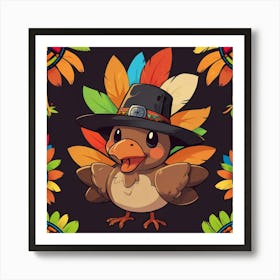 Leonardo Anime Xl A Cartoon Turkey Is Adorned With A Black Pil 1 Art Print