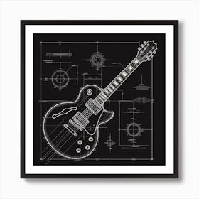 Blueprint Guitar Art Print