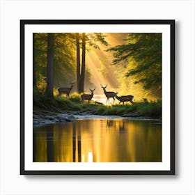 Deer In The Forest art print Art Print