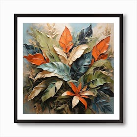 Bouquet of tropical leaves and branches 1 Art Print