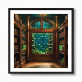Library With An Aquarium Art Print