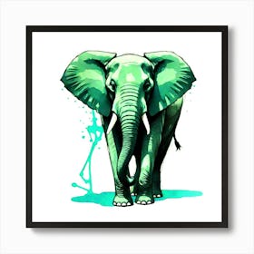 Green Elephant Art Print