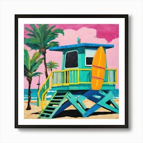 South Beach Miami Series. Style of David Hockney 3 Art Print