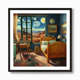 Van Gogh Painted A Bedroom With A View Of Martian Landscapes Art Print