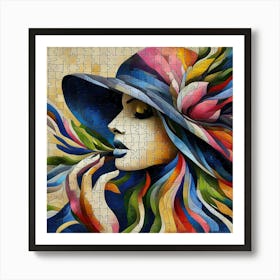 Abstract Puzzle Art French woman 1 Art Print