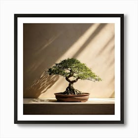 Firefly Bonsai, Tree, Minimalist, Setting, Soft, Shadows, Neutral, Background, Serene, Calm, Nature, (11) Art Print