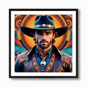 Cowboy In Hat 14 Art Print