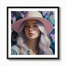 Portrait Of A Girl With Pink Hair 1 Art Print