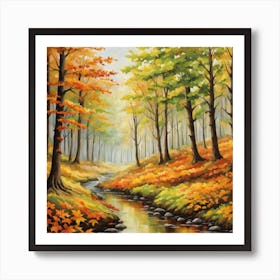 Forest In Autumn In Minimalist Style Square Composition 59 Art Print