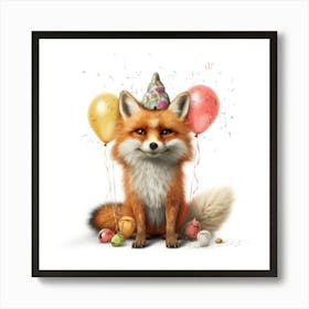 Birthday Fox 7 Art Print